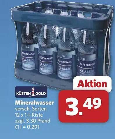 KÜSTEN GOLD Mineralwasser 12 x 1L Kiste