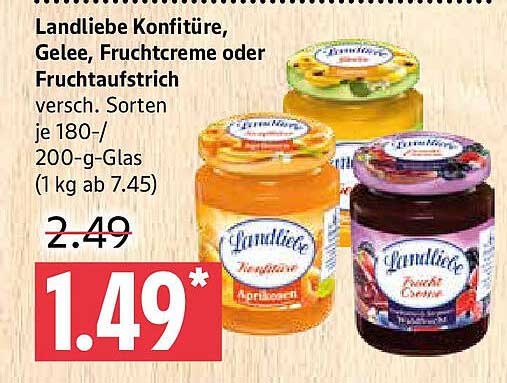 Landliebe Konfitüre, Gelee, Fruchtcreme oder Fruchtaufstrich