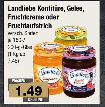 Landliebe Konfitüre, Gelee, Fruchtcreme oder Fruchtaufstrich – verschiedene Sorten