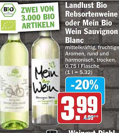 Landlust Bio Rebsortenweine oder Mein Bio Wein Sauvignon Blanc