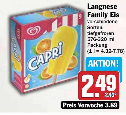 Langnese Family Eis verschiedene Sorten, tiefgefroren 576-320 ml Packung