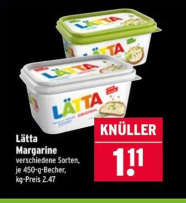 Lätta Margarine verschiedene Sorten, je 450-g-Becher