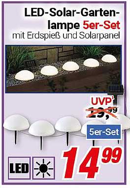 LED-Solar-Gartenlampe 5er-Set mit Erdnägel und Solarpanel