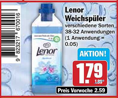 Lenor Weichspüler verschiedene Sorten 38-32 Anwendungen (1 Anwendung = 0.05)