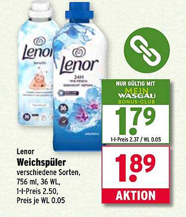 Lenor Weichspüler verschiedene Sorten, 756 ml, 36 WL