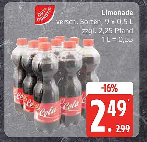 Limonade, 9 x 0,5 L - Edeka Angebot