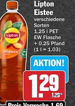 Lipton Eistee verschiedene Sorten 1,25 l PET EW Flasche + 0,25 Pfand