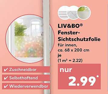 LIV&BO® Fenster-Sichtschutzfolie für innen, ca. 68 x 200 cm