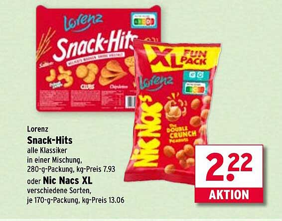 Lorenz Snack-Hits oder Nic Nacs XL – Unwiderstehliche Snack-Klassiker