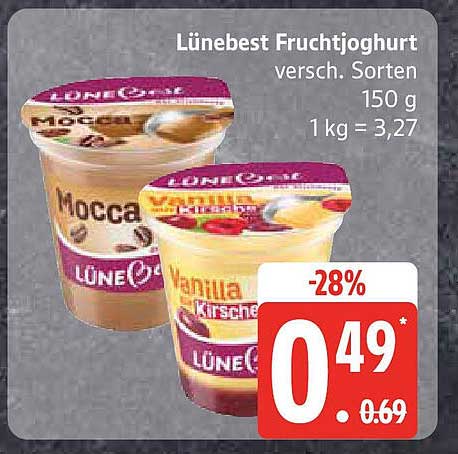 Lünebest Fruchtjoghurt, verschiedene Sorten, 150 g