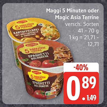 Maggi 5 Minuten oder Magic Asia Terrine, verschiedene Sorten