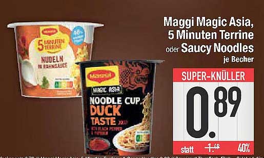 Maggi Magic Asia, 5 Minuten Terrine oder Saucy Noodles je Becher