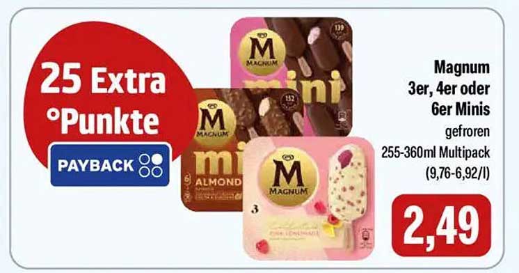 Magnum 3er, 4er oder 6er Minis gefroren Multipack