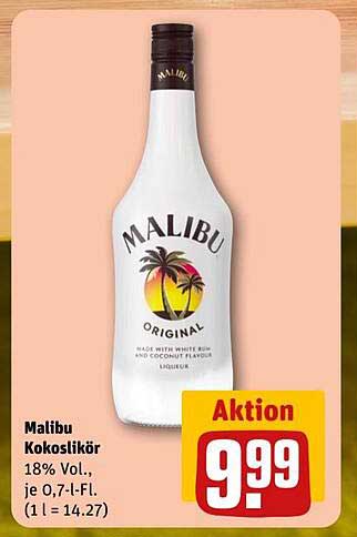 Malibu Kokoslikör 18% Vol., je 0,7 l-Fl.