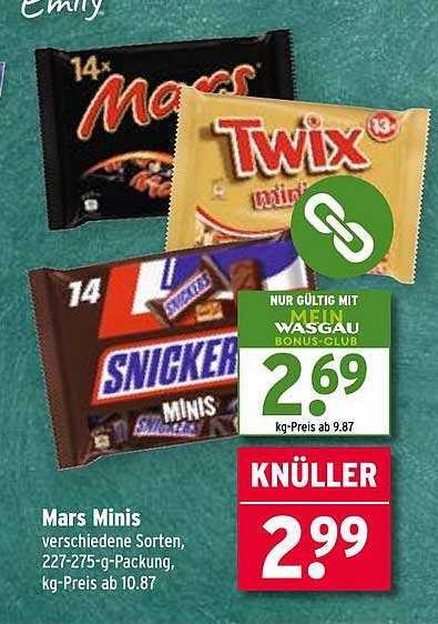 Mars Minis - verschiedene Sorten, 227-275 g-Packung