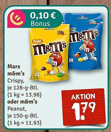 Mars m&m's Crispy oder m&m's Peanut – Aktion zum Schleuderpreis!