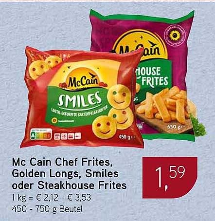 Mc Cain Chef Frites, Golden Longs, Smiles oder Steakhouse Frites