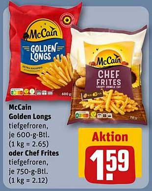 McCain Golden Longs oder Chef Frites tiefgefroren, je 600-g-Btl. oder 750-g-Btl.