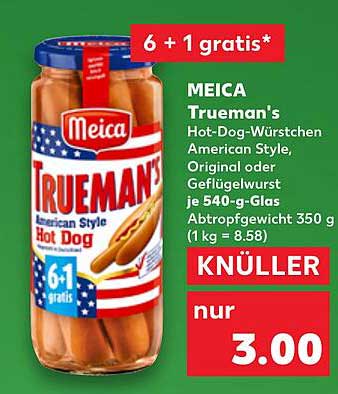 MEICA Trueman's Hot-Dog-Würstchen American Style 540 g (6 + 1 gratis*)