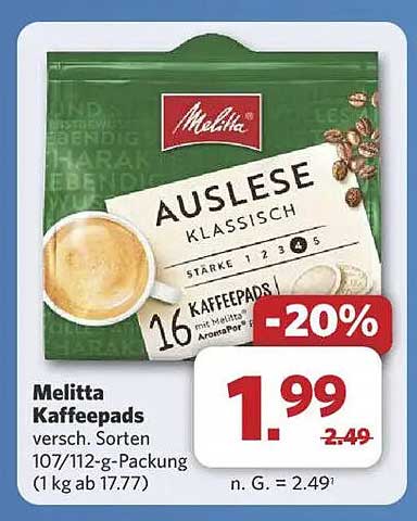 Melitta Kaffee Pads Sortiment 16 Stück