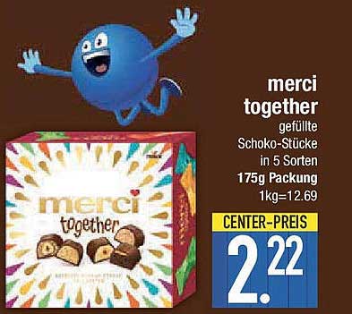merci together gefüllte Schoko-Stücke in 5 Sorten, 175g Packung