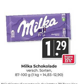 Milka Schokolade - verschiedene Sorten, 87–100 g
