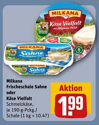 Milkana Frischeschale Sahne oder Käse Vielfalt Schmelzkäse, je 190-g-Pckg.