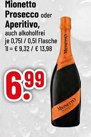 Mionetto Prosecco oder Aperitivo, auch alkoholfrei, je 0,75l / 0,5l Flasche