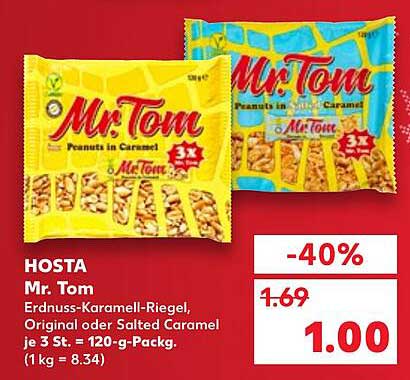 Mr. Tom Erdnuss-Karamell-Riegel – Original oder Salted Caramel