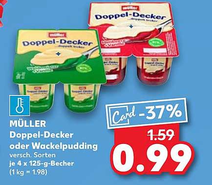 MÜLLER Doppel-Decker oder Wackelpudding 4 x 125-g-Becher