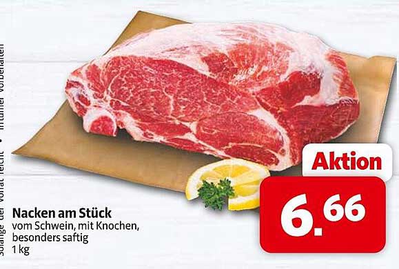 Nacken am Stück vom Schwein, mit Knochen, besonders saftig, 1 kg