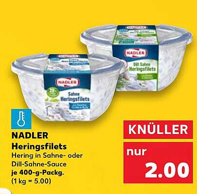 NADLER Heringsfilets in Sahne- oder Dill-Sahne-Sauce