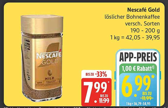 Nescafé Gold löslicher Bohnenkaffee