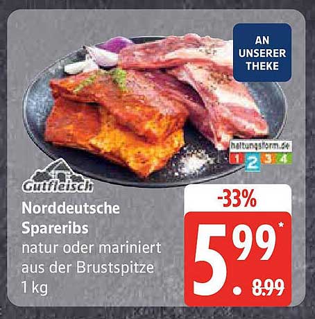 Norddeutsche Spare Ribs 1 kg - jetzt zum Aktionspreis!