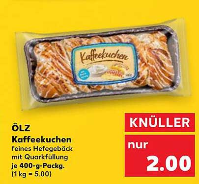 ÖLZ Kaffee Kuchen feines Hefebäck mit Quarkfüllung je 400-g-Packung