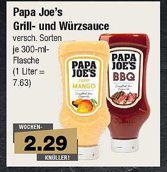 Papa Joe’s Grill- und Würzsauce, verschiedene Sorten