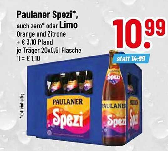 Paulaner Spezi, auch zero oder Limo - 20x0,5l Träger