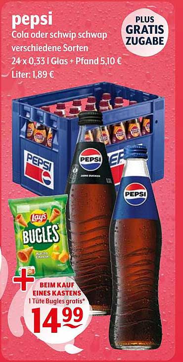 Pepsi Kasten 24 x 0,33 l - Cola oder Schwip Schwap