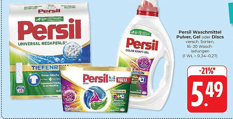 Persil Waschmittel Pulver, Gel oder Discs - 5,49 €