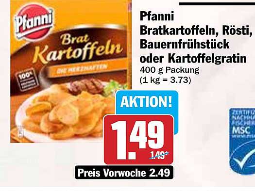 Pfanni Bratkartoffeln, Rösti, Bauernfrühstück oder Kartoffelgratin 400 g