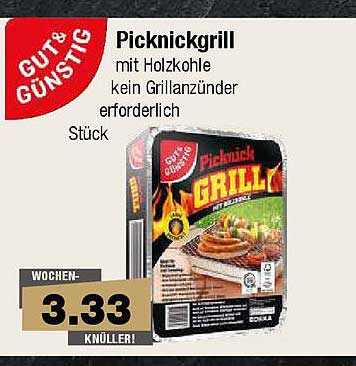 Picknickgrill mit Holzkohle, kein Grillanzünder erforderlich