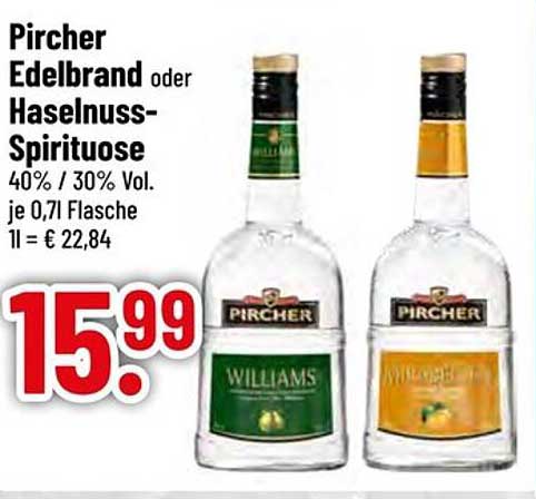 Pircher Edelbrand oder Haselnuss-Spirituose 0,7l