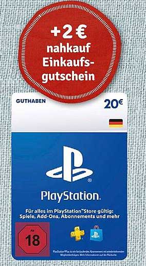 PlayStation Guthabenkarte 20€ mit 2€ nahkauf-Einkaufsgutschein