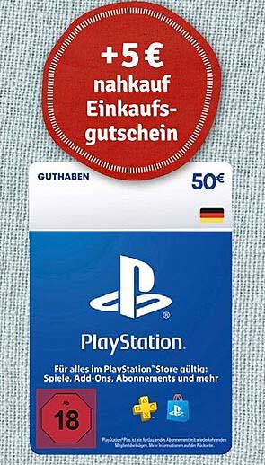PlayStation Guthabenkarte 50 € mit 5 € nahkauf-Einkaufs Gutschein