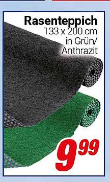 Rasenteppich 133 x 200 cm in Grün/Anthrazit