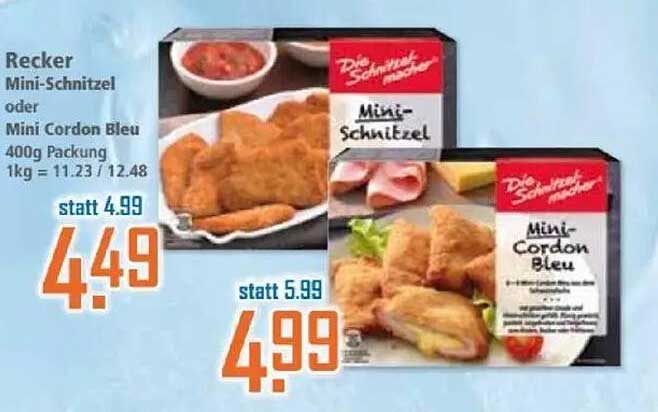 Recker Mini-Schnitzel oder Mini Cordon Bleu 400g Packung