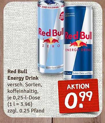 Red Bull Energy Drink, verschiedene Sorten, je 0,25-L-Dose