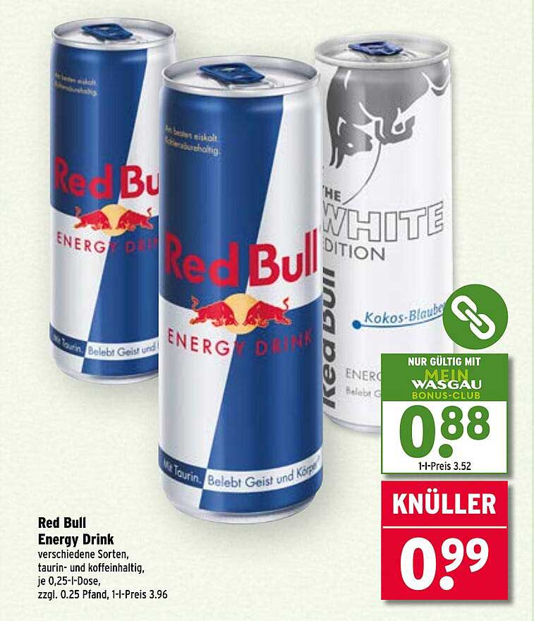Red Bull Energy Drink verschiedene Sorten, je 0,25-l-Dose