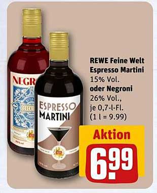 REWE Feine Welt Espresso Martini 15% Vol. oder Negroni 26% Vol.