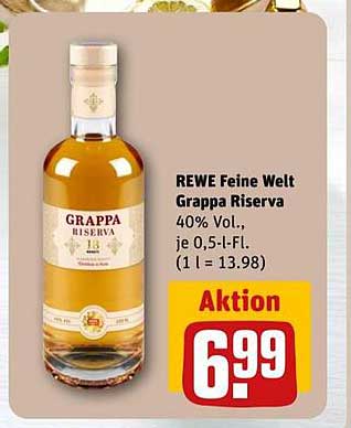 REWE Feine Welt Grappa Riserva 0,5-l-Flasche